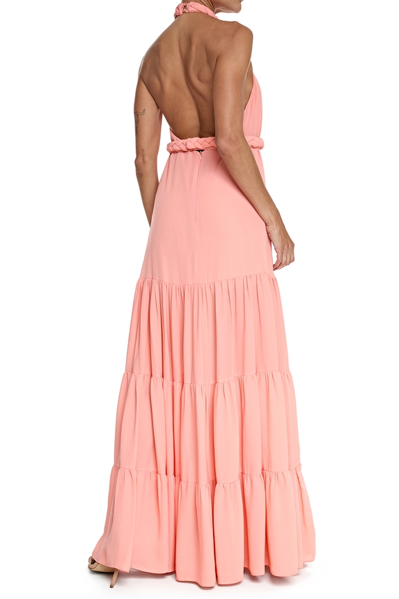 Vestido Longo Crepe Laranja - DG76386 Essential Collection