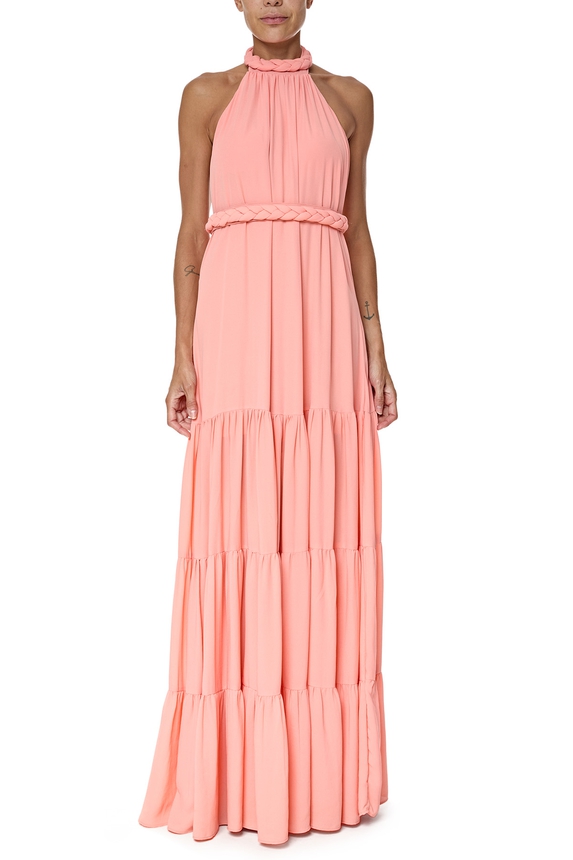 Vestido Longo Crepe Laranja - DG76386 Essential Collection