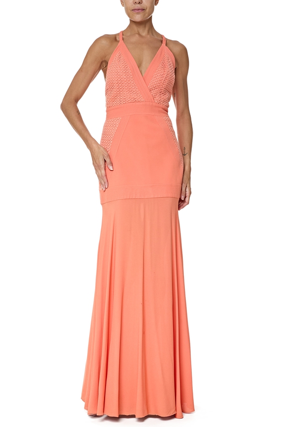 Vestido Longo Crepe Laranja - DG76423 Bo.Bô