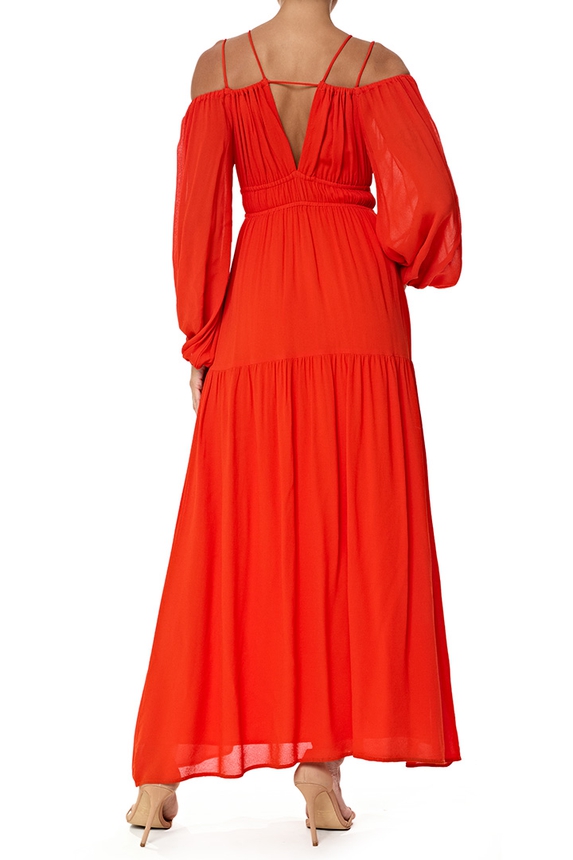 Vestido Longo Crepe Laranja - DG76721 Essential Collection