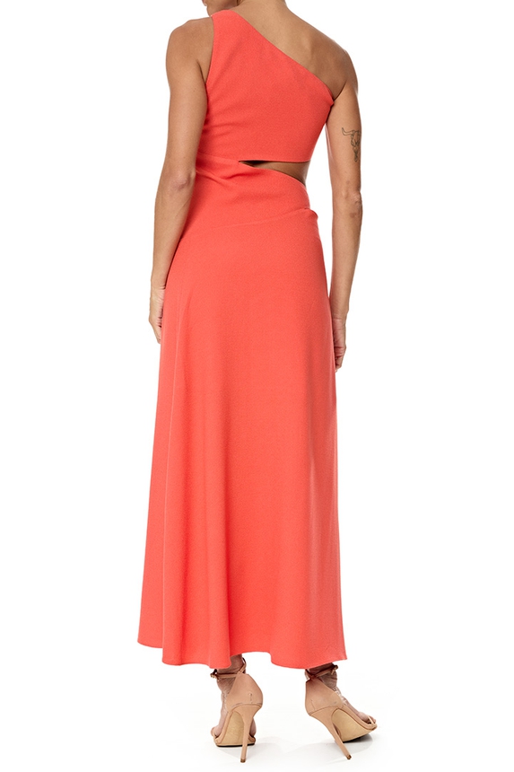 Vestido Longo Crepe Laranja - DG76878 Caos