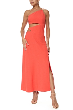 Vestido Longo Crepe Laranja