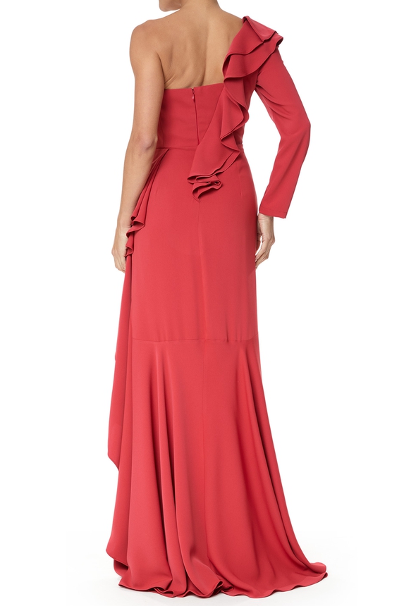 Vestido Longo Crepe Marrom - DG75729 Essential Collection