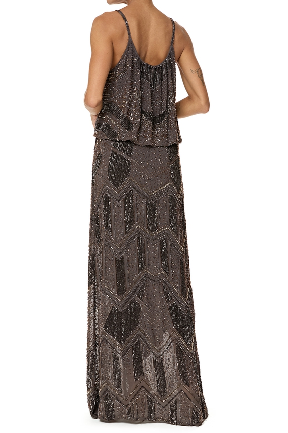 Vestido Longo Crepe Marrom - DG76128 Prime Collection