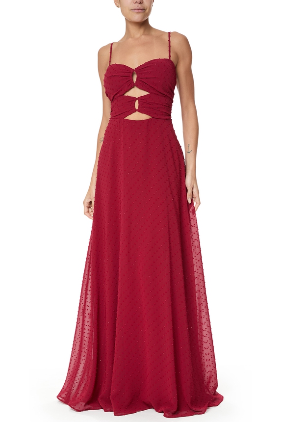 Vestido Longo Crepe Marsala - DG75722 Essential Collection