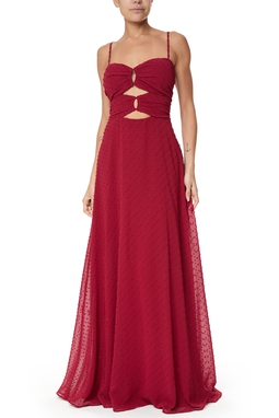 Vestido Longo Crepe Marsala