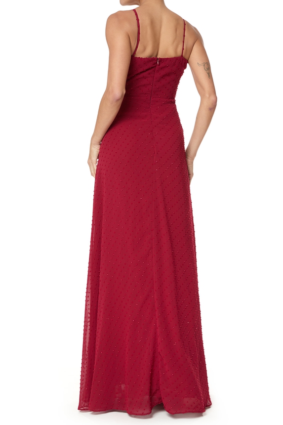 Vestido Longo Crepe Marsala - DG75722 Essential Collection