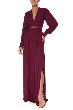 Vestido Longo Crepe Marsala