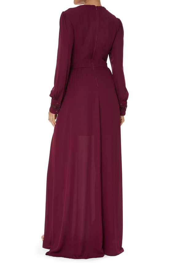Vestido Longo Crepe Marsala - DG76076 Essential Collection