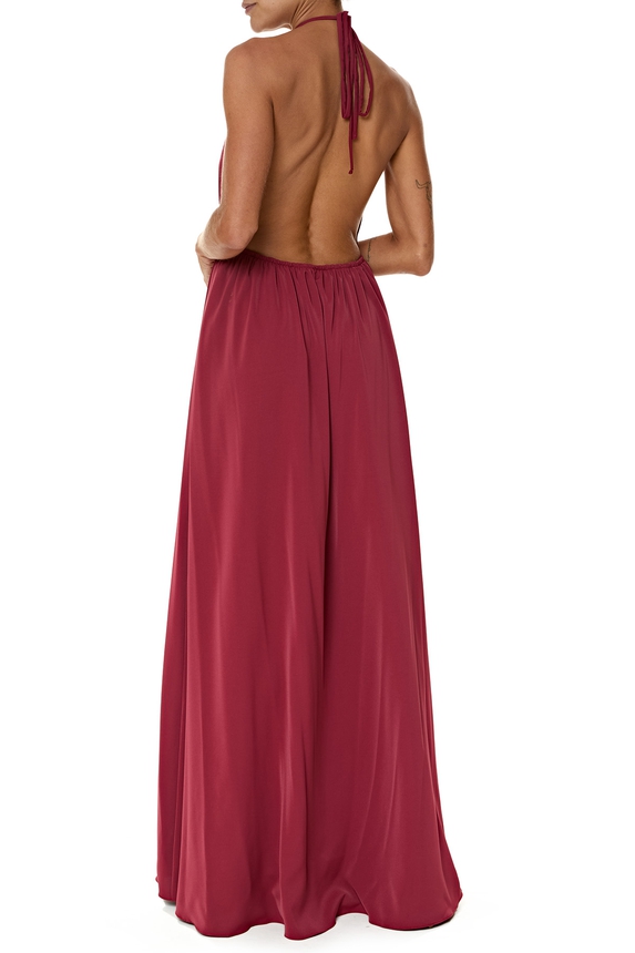 Vestido Longo Crepe Marsala - DG76293 Essential Collection