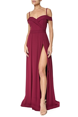 Vestido Longo Crepe Marsala
