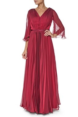 Vestido Longo Crepe Marsala