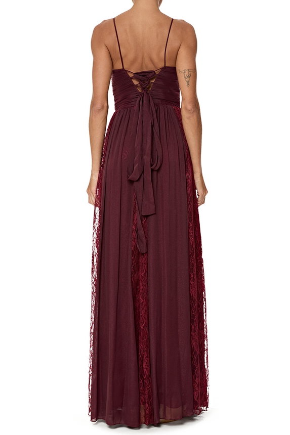 Vestido Longo Crepe Marsala - DG76723 Essential Collection