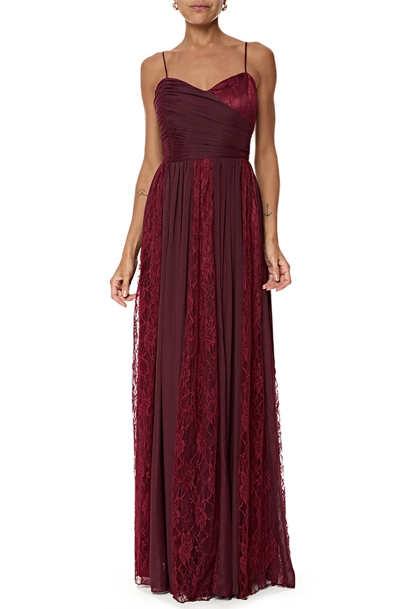 Vestido Longo Crepe Marsala - DG76723 Essential Collection