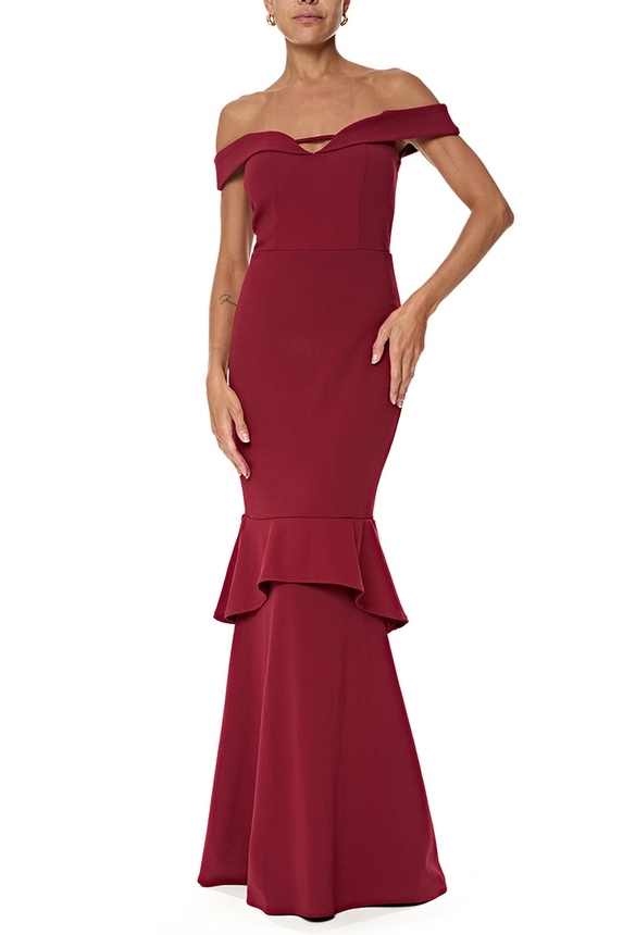 Vestido Longo Crepe Marsala - DG76810 Dot