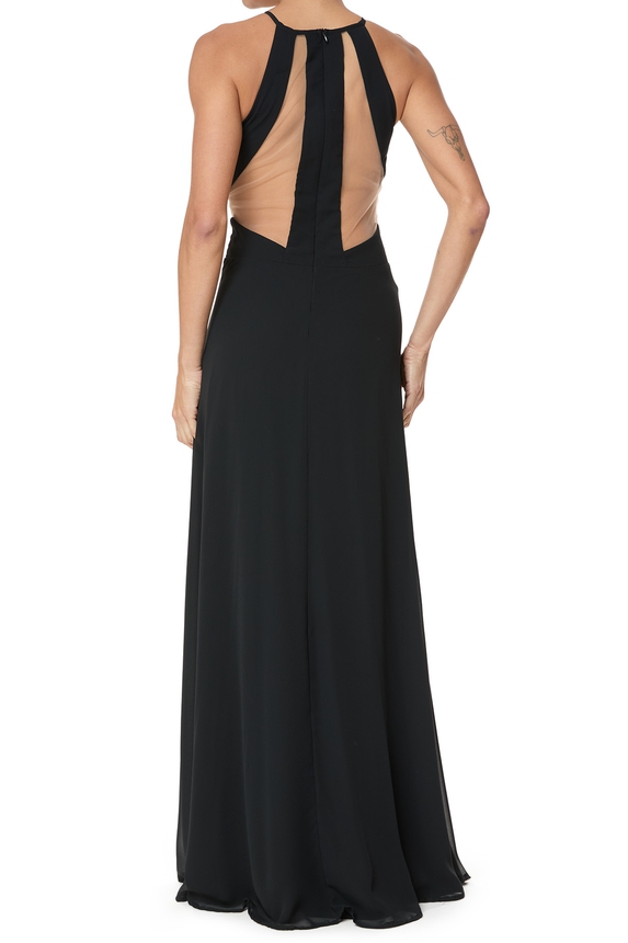 Vestido Longo Crepe Preto - DG75732 Essential Collection