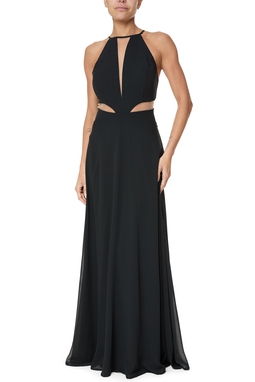 Vestido Longo Crepe Preto