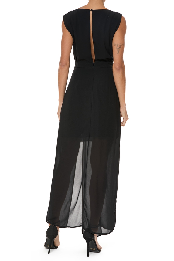 Vestido Longo Crepe Preto - DG75977 Costume