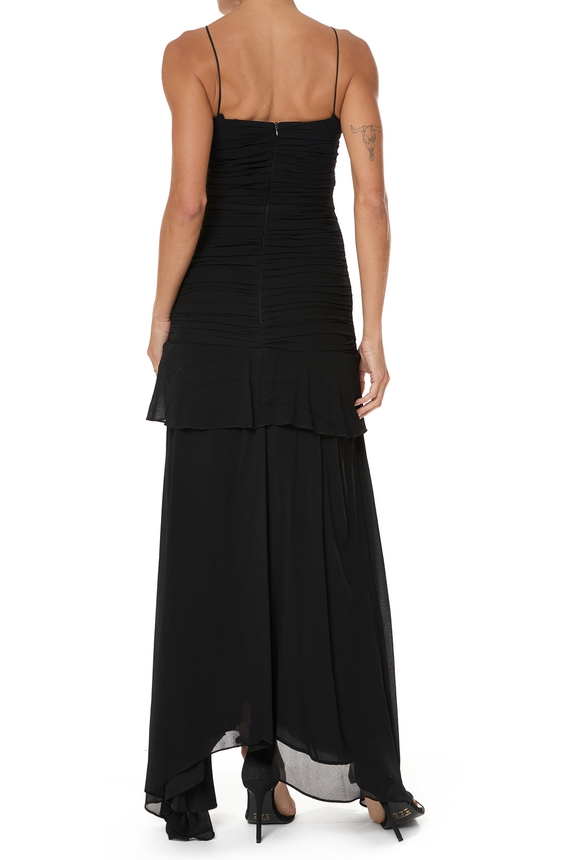Vestido Longo Crepe Preto - DG76003 Le Lis Blanc