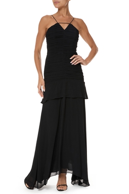 Vestido Longo Crepe Preto