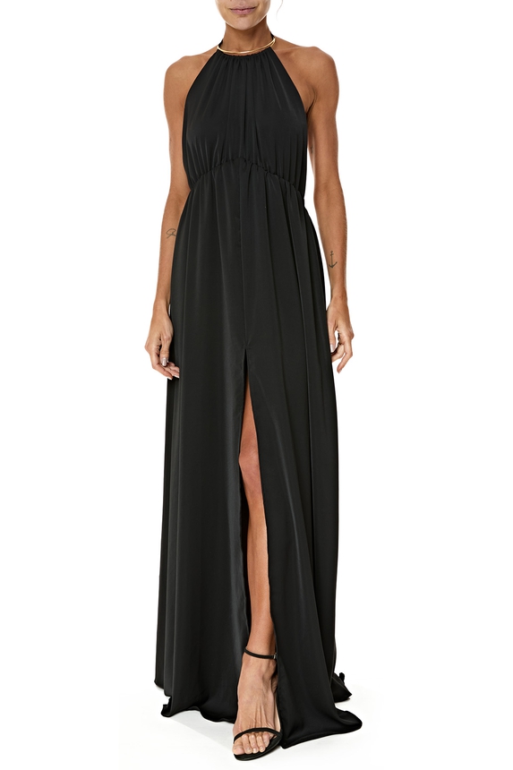 Vestido Longo Crepe Preto - DG76294 Essential Collection