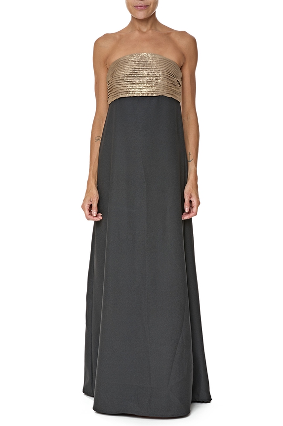Vestido Longo Crepe Preto - DG76704 Essential Collection