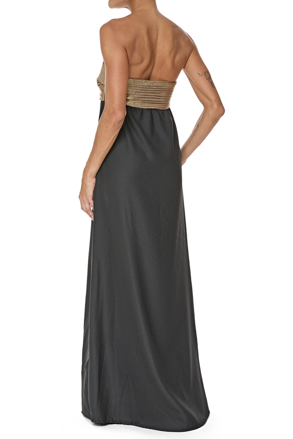 Vestido Longo Crepe Preto - DG76704 Essential Collection