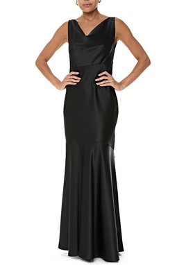 Vestido Longo Crepe Preto