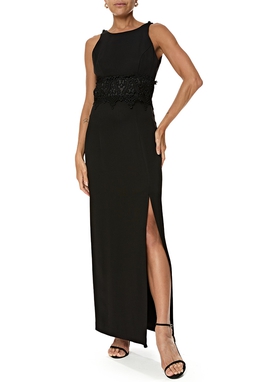Vestido Longo Crepe Preto