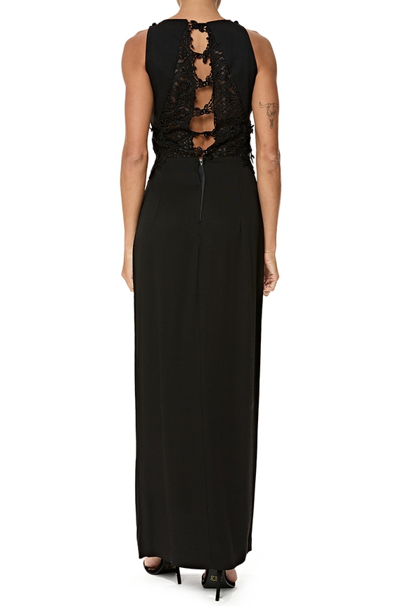 Vestido Longo Crepe Preto - DG76881 Dave & Johnny
