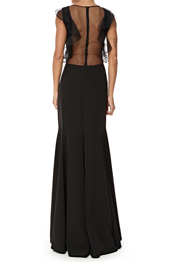 Vestido Longo Crepe Preto - DG76882 Cosh