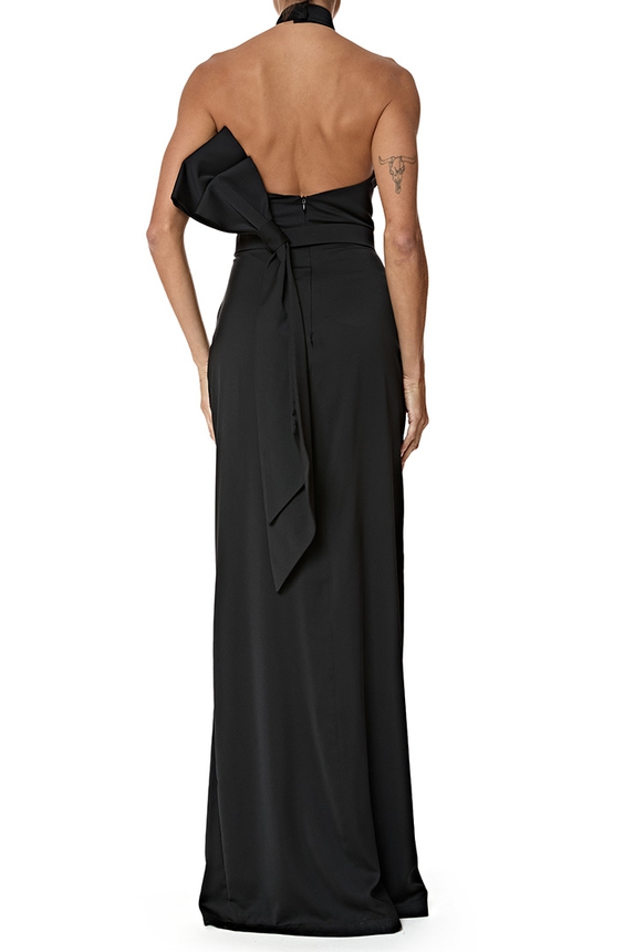 Vestido Longo Crepe Preto - DG77014 Essential Collection