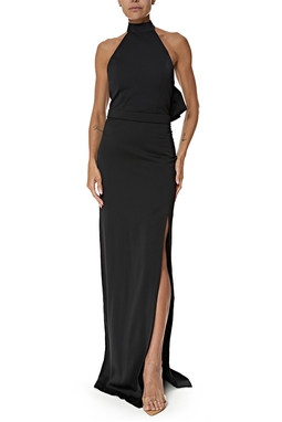 Vestido Longo Crepe Preto