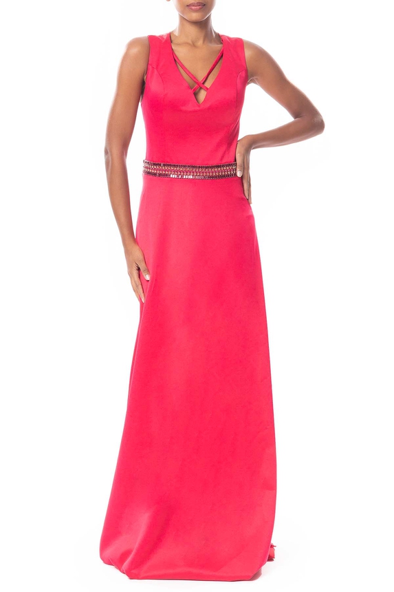 Vestido Longo Crepe Rosa - DG49372 Essential Collection