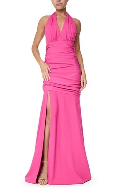 Vestido Longo Crepe Rosa