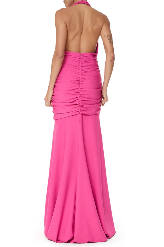 Vestido Longo Crepe Rosa - DG75721 Essential Collection