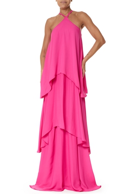 Vestido Longo Crepe Rosa