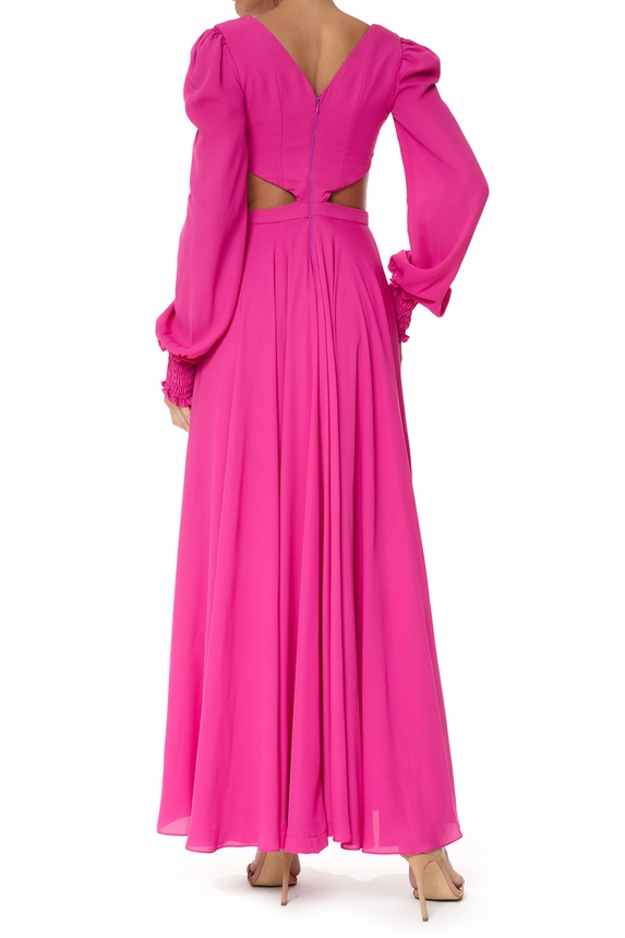 Vestido Longo Crepe Rosa - DG75834 Essential Collection