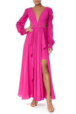 Vestido Longo Crepe Rosa