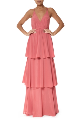 Vestido Longo Crepe Rosa
