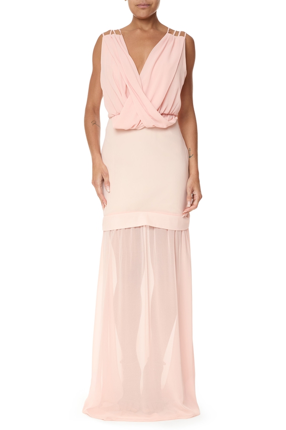 Vestido Longo Crepe Rosa - DG75848 Unity Seven