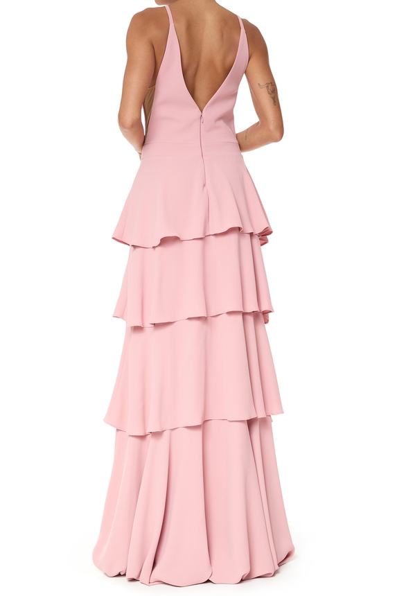 Vestido Longo Crepe Rosa - DG75850 Essential Collection