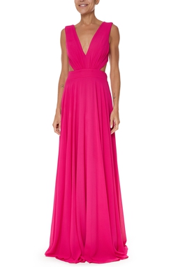Vestido Longo Crepe Rosa