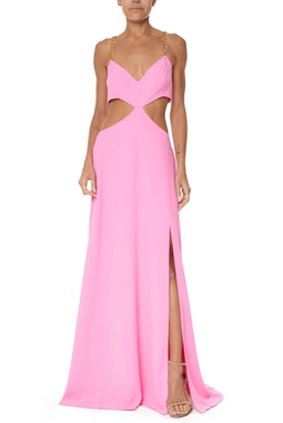 Vestido Longo Crepe Rosa