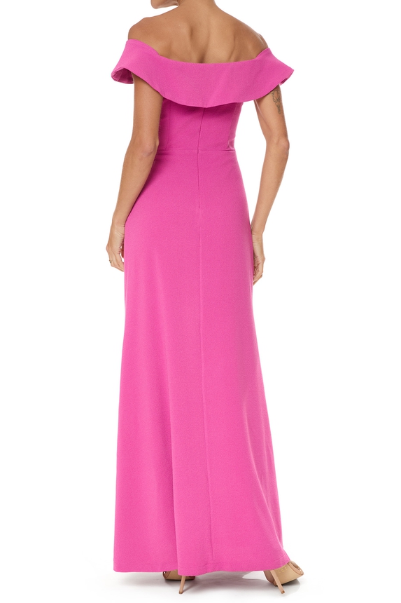 Vestido Longo Crepe Rosa - DG76104 Essential Collection