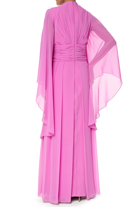 Vestido Longo Crepe Rosa - DG76188 Marcelo Quadros