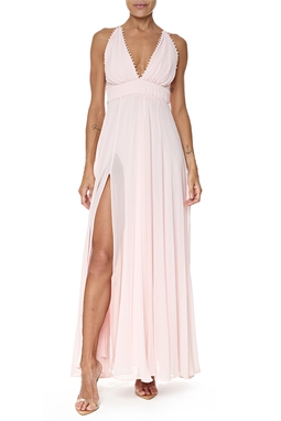 Vestido Longo Crepe Rosa