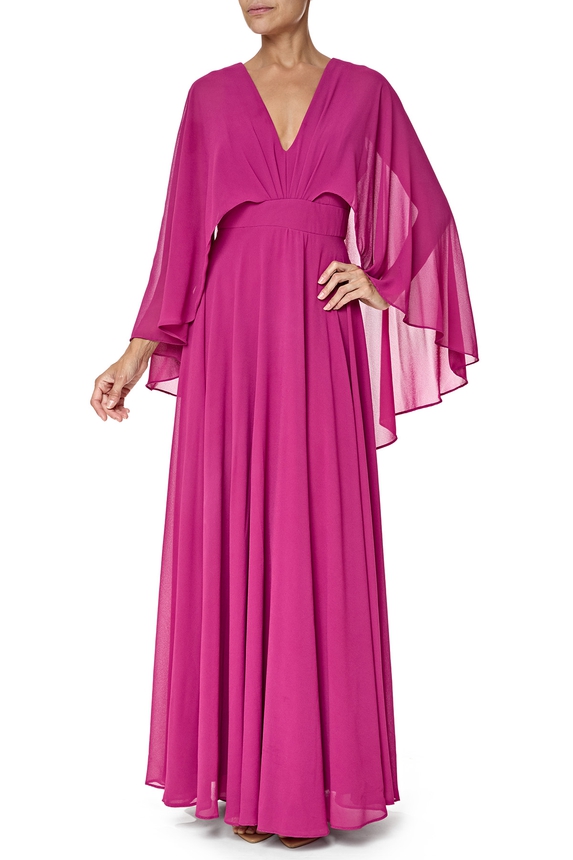 Vestido Longo Crepe Rosa - DG76432 Essential Collection
