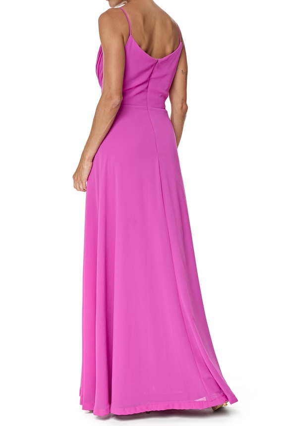 Vestido Longo Crepe Rosa - DG76547 Essential Collection