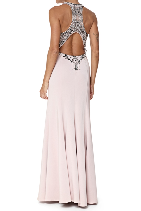 Vestido Longo Crepe Rosa - DG76565 Essential Collection